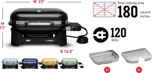 Miniatura 4 de Weber Lumin - Parrilla de barbacoa eléctrica compacta para exteriores, color negro - Ideal para espacios pequeños como patios, balcones y terrazas