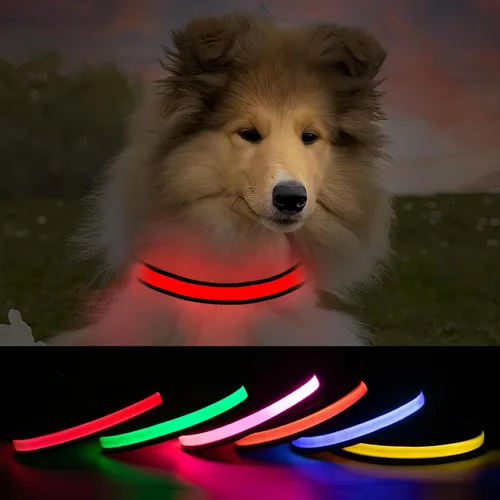 Miniatura 13 de Collares de perro iluminados recargables, collar de perro que brilla en la oscuridad, impermeable, collares de perro con luces LED intermitentes