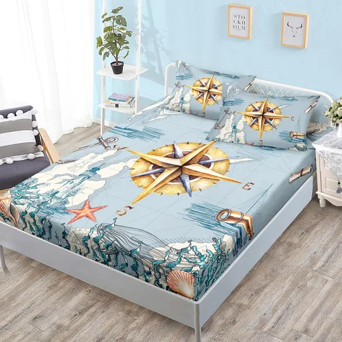Miniatura 10 de HOSIMA Ropa de cama náutica, sábana bajera ajustable de anclaje de velero, cama individual en una bolsa para niños, decoración de habitación