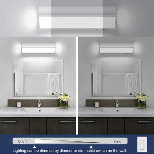 Miniatura 5 de Barra de luz LED moderna para tocador de baño (16 pulgadas, 5 CCT, regulable), accesorios de iluminación de pared de baño de acrílico moderno sobre