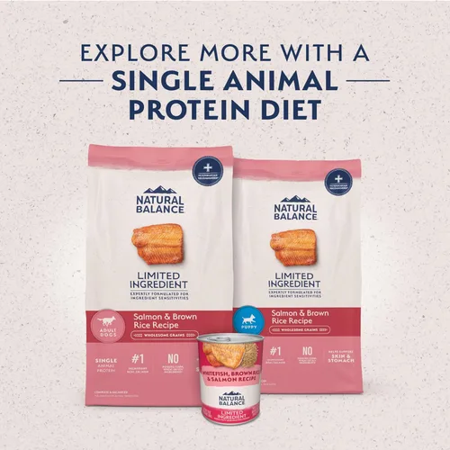 Miniatura 6 de Natural Balance Alimento seco para perros adultos de ingredientes limitados con granos saludables, receta de salmón y arroz integral, 24 libras
