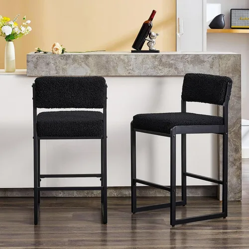 Miniatura 57 de SAECKBERG Taburetes de bar modernos de altura de mostrador, sillas de barra de 26 pulgadas de altura con respaldo, taburetes tapizados, taburetes