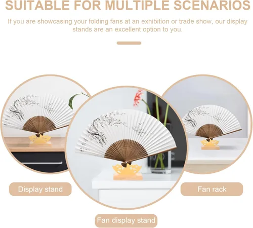 Miniatura 9 de ARTIBETTER Soporte de exhibición de ventilador plegable Soporte de ventilador de mano chino para exposición decoración oriental negro 4.7 in