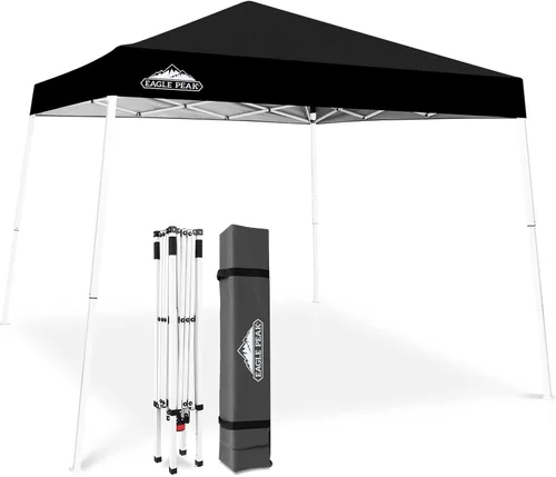 Miniatura 4 de Eagle Peak - Pérgola plegable (10.0 x 10.0 pies), patas inclinadas, de tela, para exteriores, fácil de montar, Negro