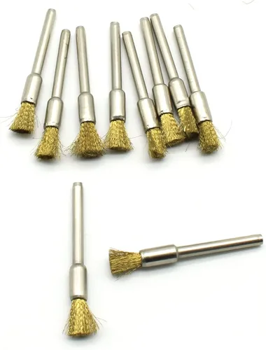 Miniatura 19 de TMAX 10 piezas de cerdas de latón de 1/2 pulgada de taza de alambre de cepillo de rueda con vástago de 1/8 pulgadas para Dremel y otras herramientas