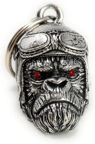 Bravo Bells Gorilla Biker Diamond Bell - Accesorio de campana de motociclista o llavero para buena suerte en la carretera, plateado