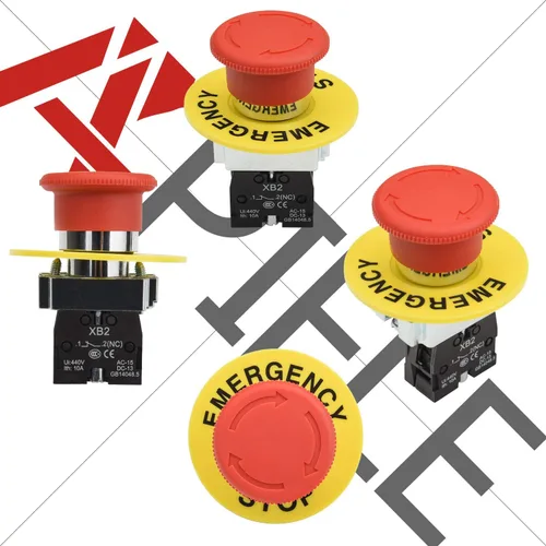Miniatura 3 de APIELE Interruptor de botón de parada de emergencia hongo rojo NC de 22 mm 600 V 10 A XB2-01ZS
