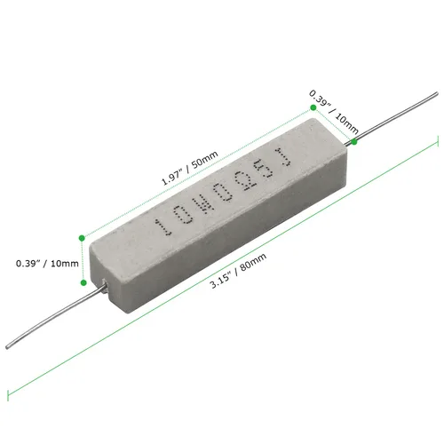 Miniatura 3 de 10 resistencias de cable de plomo axial de 10 W, 0.5 ohmios y 5 % – Resistencias de potencia de cemento cerámico fijas de heridas blancas