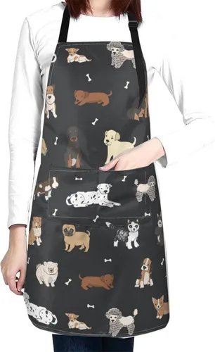 Miniatura 12 de Perinsto Delantal Impermeable para Mascotas Perros Gatos Animales Lindos con Babero para Aseo Cocina Horneado Pintura Jardinería Gato divertido
