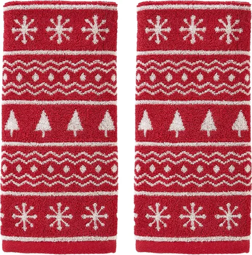 Miniatura 35 de SKL Home Toalla de baño de Navidad/Winter Fair Isle, color rojo