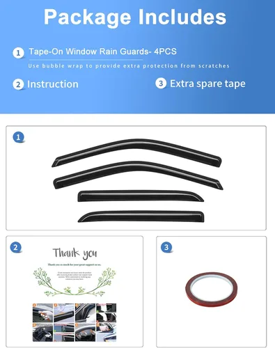 Miniatura 9 de Protectores de lluvia aptos para Dodge Ram 1500 2009-2024, Ram 2500 y 3500 2010-2025, deflectores de lluvia extragruesos para ventana, viseras