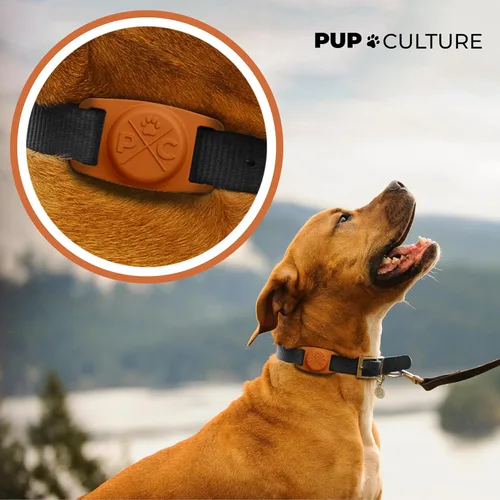 Miniatura 2 de Pup Culture Soporte de AirTag para collar de perro, para rastreador de perros GPS, para Apple iPhone, para perros y gatos Naranja