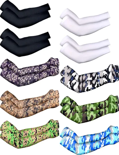 SATINIOR 10 pares de mangas de brazo con protección solar UV mangas de camuflaje refrescante antideslizante tatuaje cubierta manga con agujeros para