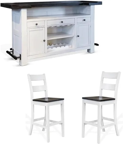 Miniatura 19 de Pemberly Row Unidad de Bar Independiente de Madera Estilo Granja de 78", Estante para Copas de Vino, Gabinetes de Almacenamiento, para Cocina