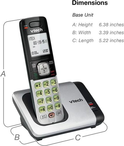 Miniatura 7 de Teléfono Vtech DECT 6.0 con identificador de llamadas / llamada en espera, plata / negro con 2 auriculares inalámbricos, Plateado 1 Auricular Plata