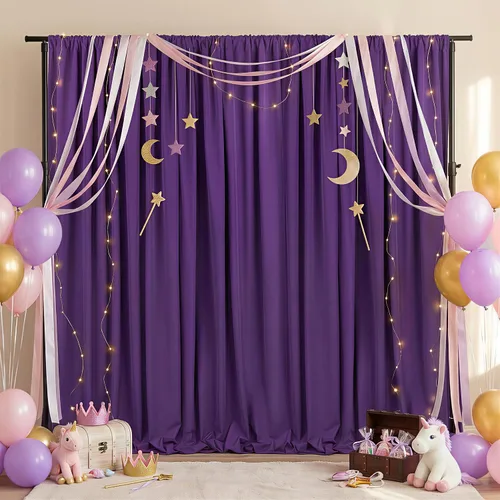 Miniatura 68 de Cortinas de Telón de Fondo Blanco de 2 Paneles 5 x 1,5 m de Poliéster, Telón de Fondo para Fotografía, Cortinas para Decoración de Fondo de Boda