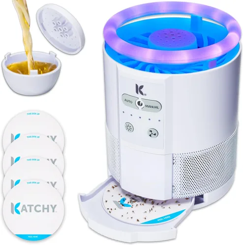 Miniatura 14 de Katchy Trampa para insectos enchufable para interiores, atrapa moscas para mosquitos, jejenes, moscas de la fruta y polilla pequeña, luz azul, sin