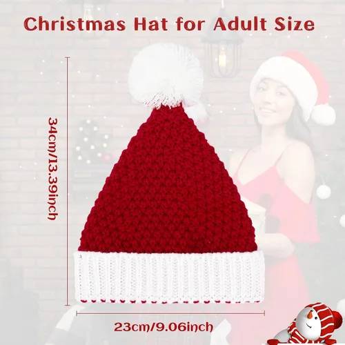 Miniatura 6 de American Trends Gorro de Papá Noel, gorro de Navidad cálido para invierno, gorro holgado de punto trenzado para adultos, mujeres y hombres, fiesta