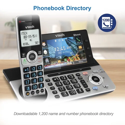 Miniatura 10 de VTech IS8251-3 - Teléfono inalámbrico de 3 manos de grado empresarial para oficina en casa, pantalla a color de 5", teclas de acceso directo