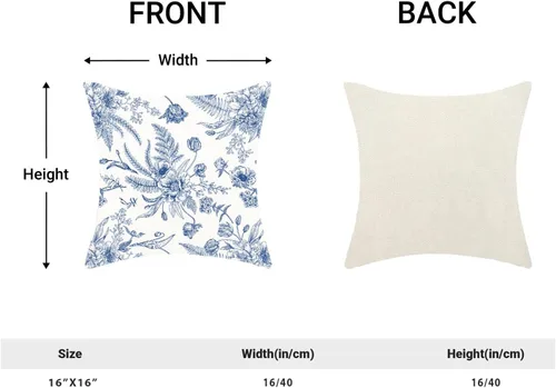 Miniatura 5 de CXMEIFLY Juego de 2 fundas de almohada de hojas florales de primavera de 16 x 16 pulgadas, para decoración de flores chinoiserie, almohadas