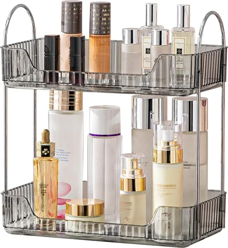 Miniatura 11 de Bandeja organizadora transparente para tocador, 1 nivel para encimera de baño, cuidado de la piel y maquillaje, artículos de tocador, lociones