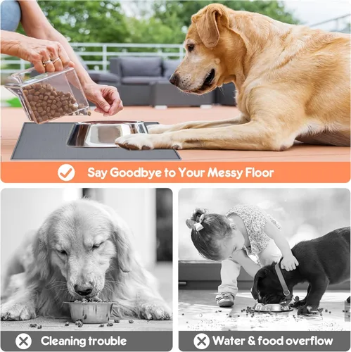 Miniatura 5 de Tapete de comida para perros y gatos para alimentos y agua, tapete de silicona para alimentación de mascotas, tapete para platos de agua para pisos