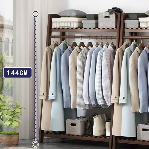 Miniatura 7 de Armario independiente, perchero con estantes, para dormitorio, entrada y sala de estar, ahorro de espacio (teca 27.6 x 15.2 x 56.7 in)