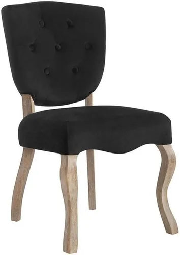 Modway Array - Silla de comedor de madera envejecida de terciopelo estilo vintage francés en color negro
