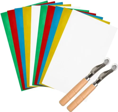 WOWOSS 10 piezas de papel de transferencia con lápiz capacitivo en relieve, rueda de rastreo de punta de aguja, papel de calco de carbono de 9 x 5.5