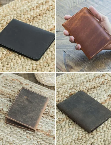 Miniatura 29 de Carteras de cuero genuino hechas a mano, tarjeteros minimalistas y fundas para pasaporte, regalo hecho a mano