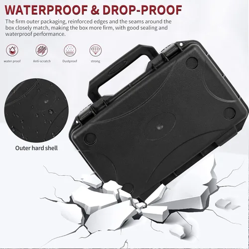 Miniatura 4 de Estuche de transporte duro, caja de almacenamiento a prueba de golpes con espuma personalizable, caja de herramientas protectora portátil de 11