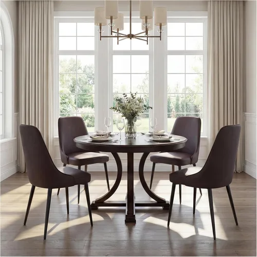 Miniatura 7 de Sillas de comedor de piel sintética, modernas y tapizadas, sillas de cocina, sillas auxiliares de cena con respaldo curvado y patas de metal