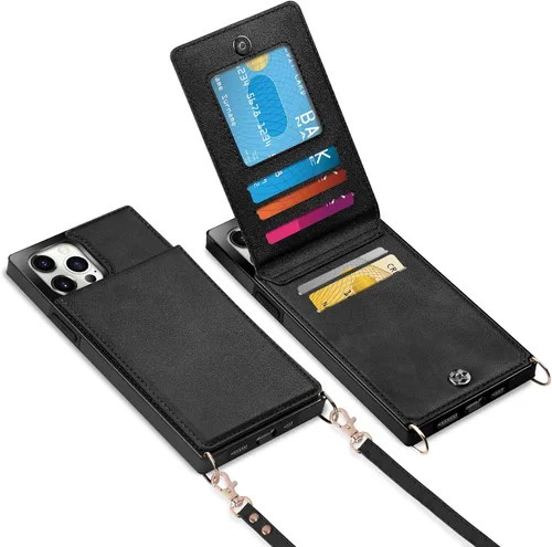 Miniatura 39 de Vofolen Funda para iPhone 11 con tarjetero con bloqueo RFID, correa ajustable, cierre magnético, resistente, a prueba de golpes, funda protectora