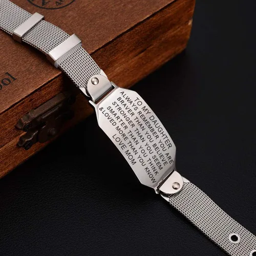Miniatura 5 de FALOGIJE Regalos de cumpleaños para hija, pulsera inspiradora para hija, joyería con texto en inglés "I Love You", regalos para graduación, Navidad