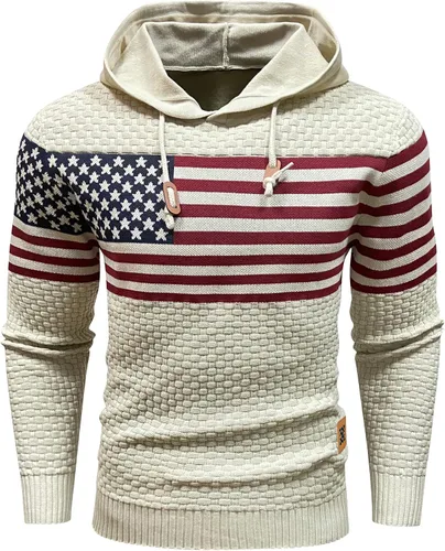 Miniatura 2 de Zaitun Sudadera con capucha para hombre, de manga larga, de punto sólido, suéter con capucha
