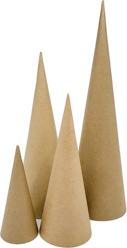 Miniatura 2 de Paper Mache Cone - Juego variado de 4 unidades de 17.87 x 5, 13.75 x 5, 10.63 x 4, 7 x 3 pulgadas.