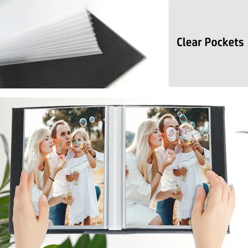 Miniatura 5 de Artmag Álbum de fotos pequeño de 4 x 6 pulgadas, cada paquete con 50 páginas transparentes con capacidad para 50 fotos verticales para fotos de 4 x