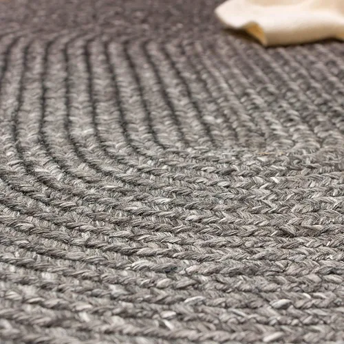 Miniatura 5 de Alfombra trenzada para interiores y exteriores, para cocina/sala de estar, reversible, lavable, color gris y negro, 4 x 6 pies, ovalada