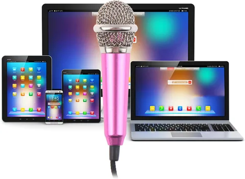 Miniatura 6 de 4 piezas mini micrófono mini karaoke micrófono para grabación de voz, micrófono portátil para chatear y cantar compatible con smartphone iPhone