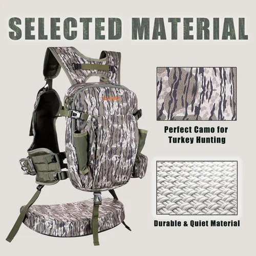 Miniatura 5 de UIIHUNT Chaleco de caza de pavos con asiento: Chaleco ligero para caza de pavos con cartuchera, accesorios ajustables para equipo de caza de pavos