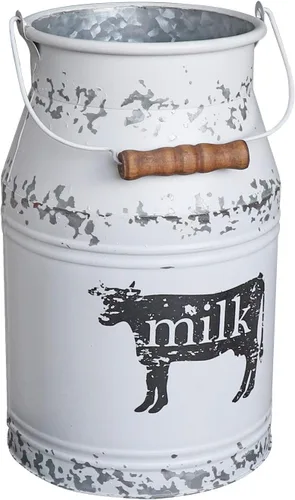 Lata de leche de metal con diseño de vaca de granja, jarrón grande galvanizado para decoración de cocina y baño, 11 pulgadas