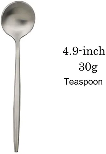 Miniatura 3 de JASHII Juego de 4 cucharas de café para café, de acero inoxidable 18/10, para té, postre, aperitivo, 4.9 pulgadas, mango redondo, color negro mate