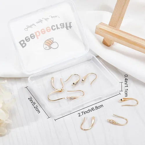 Miniatura 7 de Beebeecraft 10 piezas/caja - Ganchos para pendientes chapados en oro de 18 quilates con circonita cúbica, ganchos franceses con circón en rhinestone