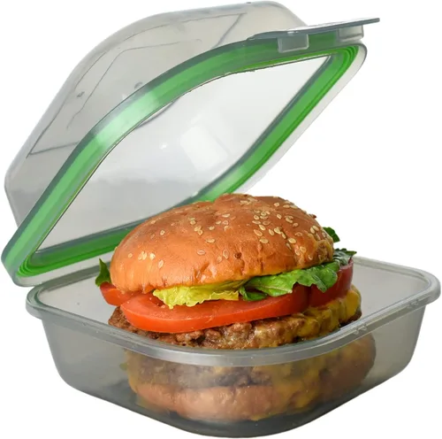 Miniatura 10 de MyGo Container - Contenedor pequeño de 3 compartimentos para llevar, 8" x 8" x 2-1/2", reutilizable, apto para microondas, certificado NSF