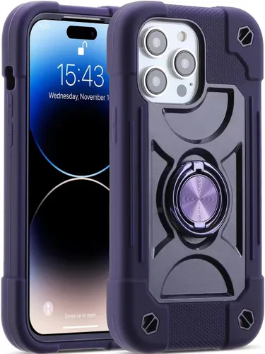 Miniatura 11 de MARKILL Funda compatible con iPhone 15 de 6.1 pulgadas con soporte integrado, [grado militar resistente de cuerpo completo] protección contra Rosa