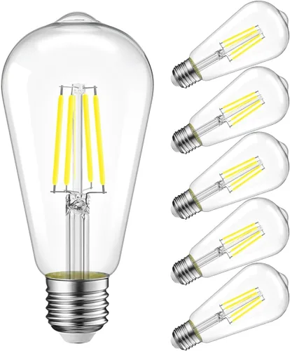Miniatura 12 de LVWIT ST21 Bombilla LED de filamento de 5 W (equivalente a 40 vatios), regulable, 2700 K, blanco cálido, bombilla Edison vintage E26, base mediana