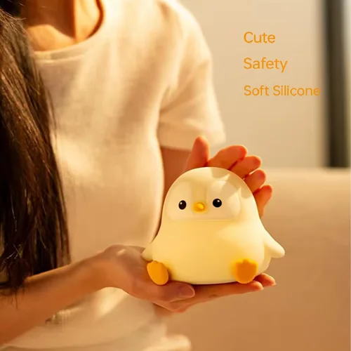 Miniatura 5 de Luz Nocturna de Pingüino para Niños, Linda Lámpara de Pingüino de Silicona para Guardería, Lámparas de Noche Regulables y Esponjosas al Toque