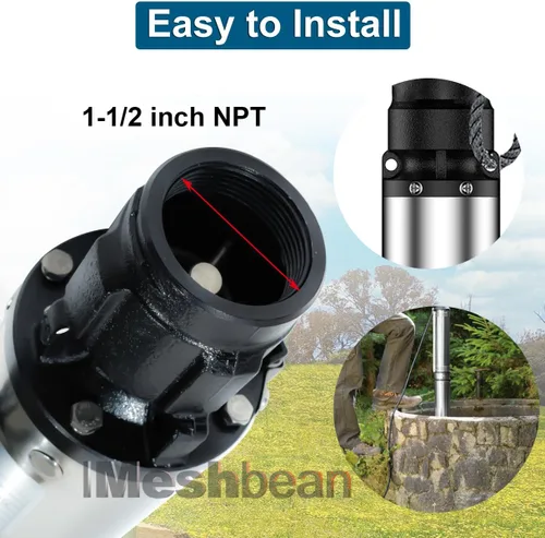 Miniatura 5 de Bomba sumergible de pozo profundo con cable de alimentación de 100 pies, bomba de agua sumergible de pozo profundo de 1 HP de 110 V para riego