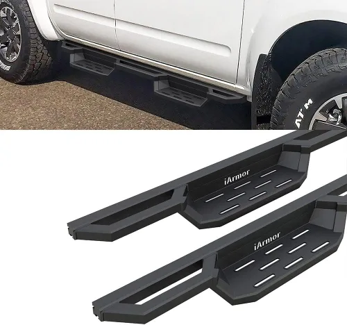 Miniatura 4 de HD Ridez Escalones basculantes híbridos de acero inoxidable compatible con Nissan Frontier 2005-2026 Crew Cab (barras laterales de barra nerf)