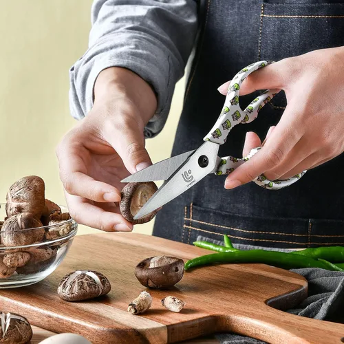 Miniatura 4 de Linoroso Tijeras de cocina resistentes con soporte magnético, hechas con acero japonés 4034, tijeras de cocina multipropósito ultra afiladas